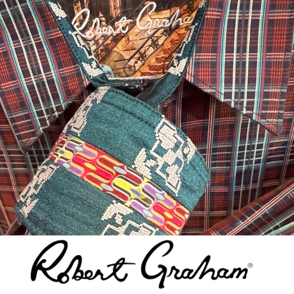 Classic Fit Plaid Flip Cuff Embroidered Button-Up | Robert Graham | Men’s Large - Picture 1 of 17